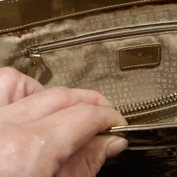 Kate Spade New York Gold Patent Leather Tote Bag. - Picture 12 of 15